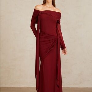 Burgundy Red Off-Shoulder Dress (brand new)